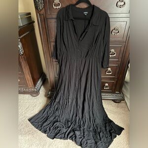 Torrid 2 Black Challis Collared Button Front Maxi Dress